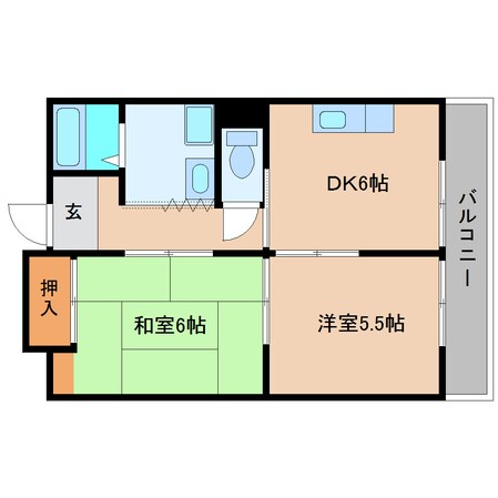 大和高田駅 徒歩6分 2階の物件間取画像